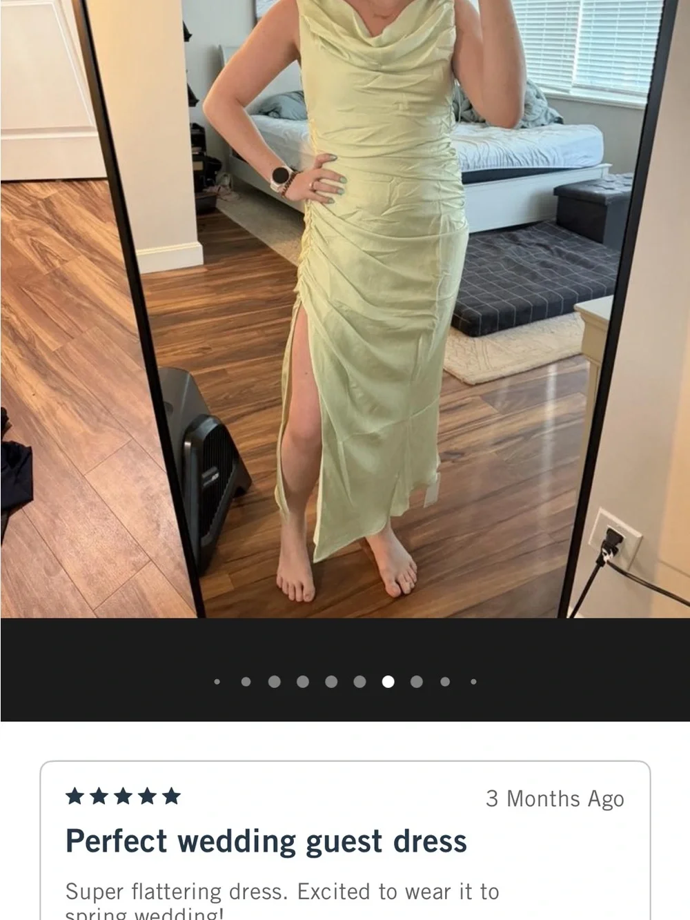 Abercrombie & Fitch Light Green Satin Cowl Ruched Maxi Dress